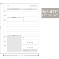 Set Of 90 Sheets A5 To Do List Refill Paper Undated Daily Schedule Day Priorities Notes And Water Tracker 6Hole Punches