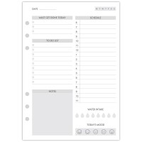 Set Of 90 Sheets A5 To Do List Refill Paper Undated Daily Schedule Day Priorities Notes And Water Tracker 6Hole Punches