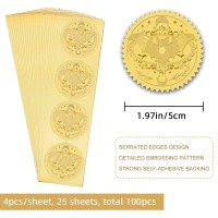 Craspire 2 Gold Foil Sticker Halloween 100Pcs Certificate Seals Gold Embossed Bat Moon Round Embossed Foil Seal Stickers For E