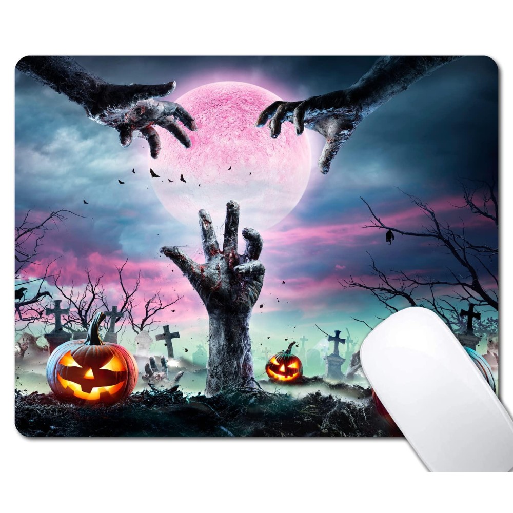 Horror Halloween Mouse Pad Scary Night Mousepad For Design Antislip Rubber Base Wireless Mouse Pads For Laptop