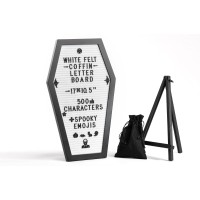 Coffin Letter Board White With Spooky Emojis 500 Characters And Wooden Stand 17X105 Inches Gothic Halloween Decor Spooky