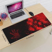 Halloween Scary Bloody Handprint Mouse Pad Xl Extended Desk Mat Non Slip Rubber Base Stitched Edge Gaming Pc Desktop Large Mice