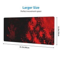 Halloween Scary Bloody Handprint Mouse Pad Xl Extended Desk Mat Non Slip Rubber Base Stitched Edge Gaming Pc Desktop Large Mice