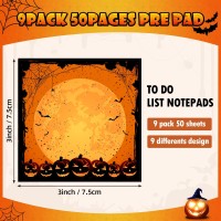 9 Pieces Halloween Sticky Note Halloween Note Pads With Spider Pumpkin Bat 450 Pieces Of Self Adhesive Removable Memo Pads 50 S