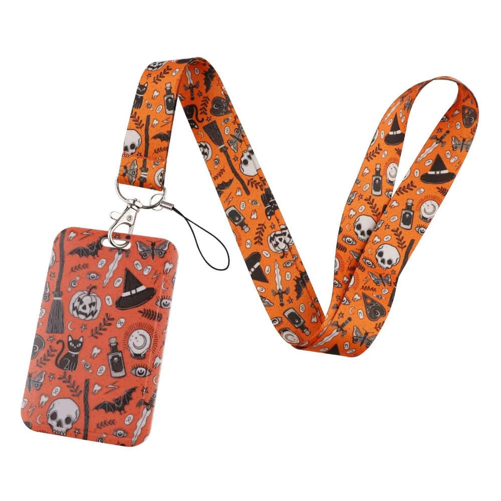 Bkbkaak Halloween Lanyard With Id Badges Holder Cute Print Lanyard Lanyards Kids Holiday Gift