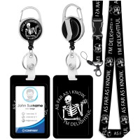 Plifal Id Badge Holder With Lanyard And Retractable Badge Reel Belt Clip Funny Fun Halloween Skeleton Key Keychain Lanyards Cli