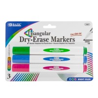 BAZIC Bright Colors Chisel Tip Triangle DryErase Markers Pack of 144
