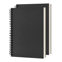 Dstelin Blank Spiral Notebook 2Pack Soft Cover Sketch Book 100 Pages 50 Sheets 75 Inch X 51 Inch 100Gsm Black