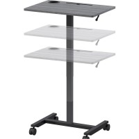 Lorell Heightadjustable Mobile Desk Weathered Charcoal Laminate Top Powder Coated Base 43 Height x 2663 Width x 1913