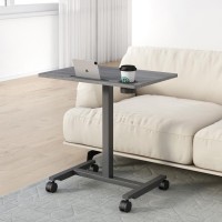 Lorell Heightadjustable Mobile Desk Weathered Charcoal Laminate Top Powder Coated Base 43 Height x 2663 Width x 1913