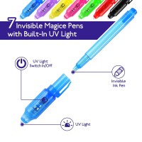 Dazspirit 7Pcs Invisible Ink Pens With Uv Light Party Favors For Boys And Girls Detective Magic Pen Disappearing Ink Pen For Ki