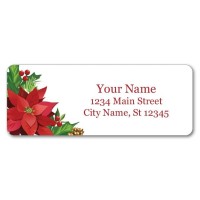 Personalized Return Address Labels Christmas Poinsettias Flowers 60480 Custom Selfadhesive Stickers