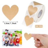 500 Pieces Kraft Christmas Gift Tags Heart Sticker Selfadhesive Allpurpose Gift Labels Sticker Tags For Jars Wedding Christma