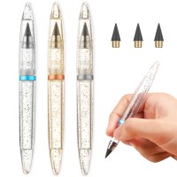 Ainiv Inkless Pencil 3Pcs Infinity Pencil Everlasting Pencil With Extra 3 Replaceable Nibs Starry Infinite Pencil Forever Penc