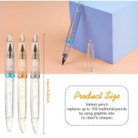 Ainiv Inkless Pencil 3Pcs Infinity Pencil Everlasting Pencil With Extra 3 Replaceable Nibs Starry Infinite Pencil Forever Penc