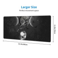 Triple Moon Crow Skull Galaxy Halloween Mouse Pad Xl Extended Desk Mat Non Slip Rubber Base Stitched Edge Gaming Pc Desktop Lar