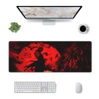 Japanese Samurai Cool Anime Red Sun Black Bat Halloween Mouse Pad Xl Extended Desk Mat Non Slip Rubber Base Stitched Edge Gamin