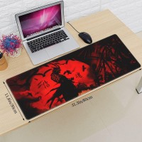 Japanese Samurai Cool Anime Red Sun Black Bat Halloween Mouse Pad Xl Extended Desk Mat Non Slip Rubber Base Stitched Edge Gamin