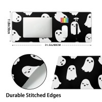 Halloween Cute Ghost Mouse Pad Kawaii Cartoon Spooky Funny Spirit Extended Desk Mat Nonslip Rubber Base Stitched Edge Large Xl