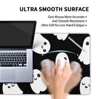 Halloween Cute Ghost Mouse Pad Kawaii Cartoon Spooky Funny Spirit Extended Desk Mat Nonslip Rubber Base Stitched Edge Large Xl