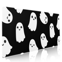 Halloween Cute Ghost Mouse Pad Kawaii Cartoon Spooky Funny Spirit Extended Desk Mat Nonslip Rubber Base Stitched Edge Large Xxl