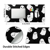 Halloween Cute Ghost Mouse Pad Kawaii Cartoon Spooky Funny Spirit Extended Desk Mat Nonslip Rubber Base Stitched Edge Large Xxl