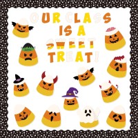 Cpicdn 110Pcs Halloween Candy Corn Bulletin Board Classroom Decoration Set Candy Corn Cutouts Name Tag Halloween Borders Trim Tr