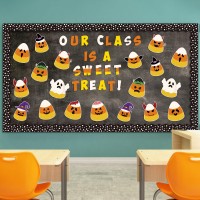 Cpicdn 110Pcs Halloween Candy Corn Bulletin Board Classroom Decoration Set Candy Corn Cutouts Name Tag Halloween Borders Trim Tr