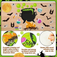 Cpicdn 132Pcs Halloween Classroom Bulletin Board Decoration Set Halloween Cauldron Whats Brewing Decoration Spider Bat Moon Cut