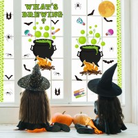 Cpicdn 132Pcs Halloween Classroom Bulletin Board Decoration Set Halloween Cauldron Whats Brewing Decoration Spider Bat Moon Cut