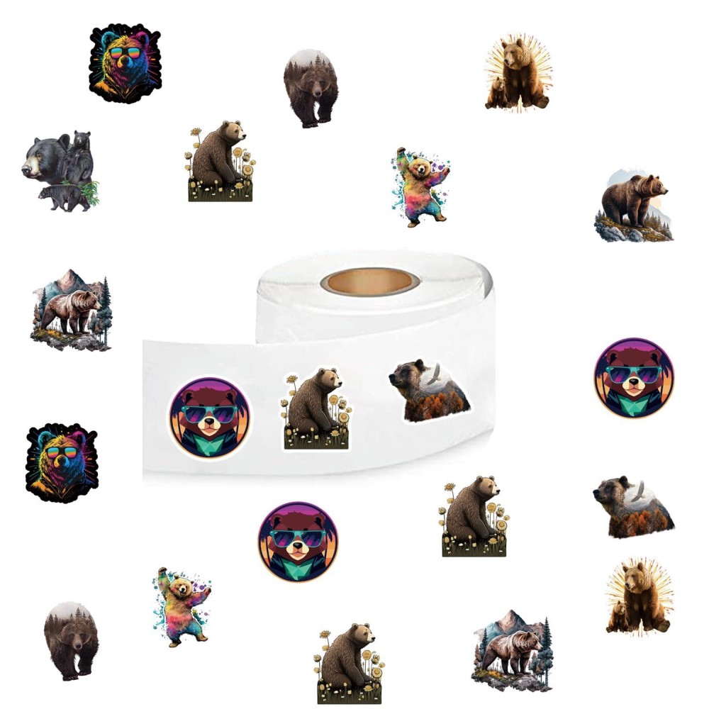 500 Pcs Brown Bear Animal Aesthetic Round Seal Label Selfadhesive Stickers For Christmas Halloween Party Decorations For Kid Te