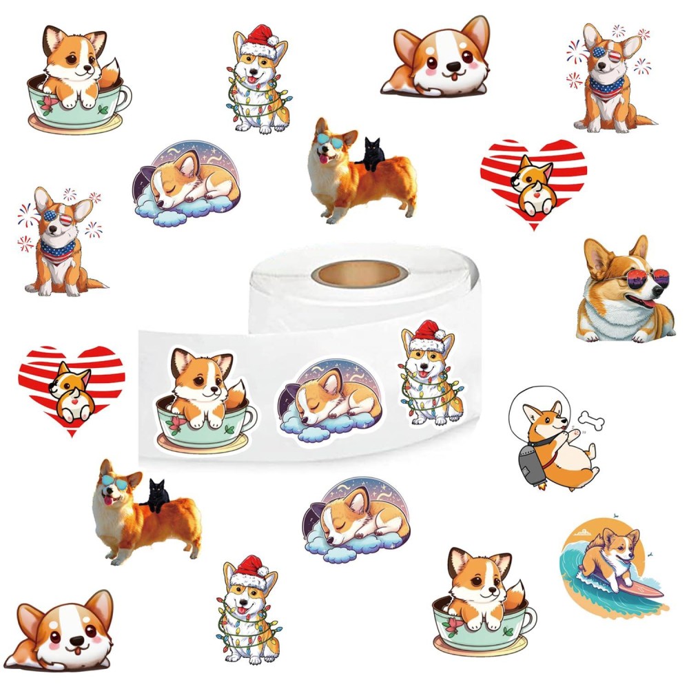 500 Pcs Corgi Graffiti Aesthetic Round Seal Label Selfadhesive Stickers For Christmas Halloween Party Decorations For Scrapbook