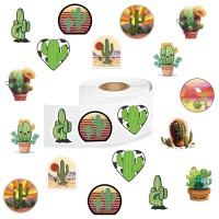 500 Pcs Cactus Aesthetic Cute Round Seal Label Selfadhesive Stickers For Christmas Halloween Party Decorations For Scrapbooking