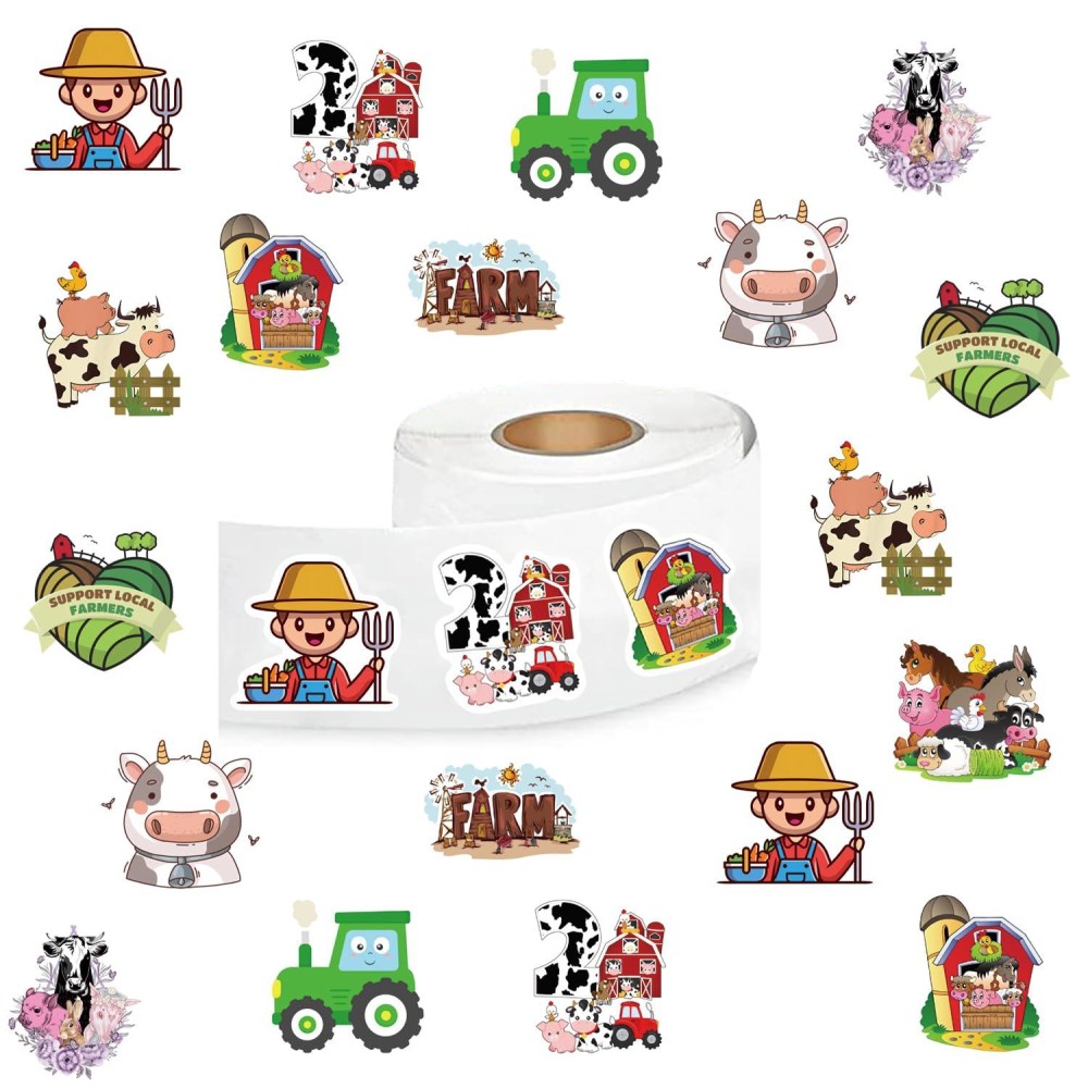 500 Pcs Farm Animals Aesthetic Cute Round Seal Label Selfadhesive Stickers For Christmas Halloween Party Decorations For Kid Te