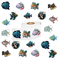 500 Pcs Fish Animals Aesthetic Cute Round Seal Label Selfadhesive Stickers For Christmas Halloween Party Decorations For Kid Te