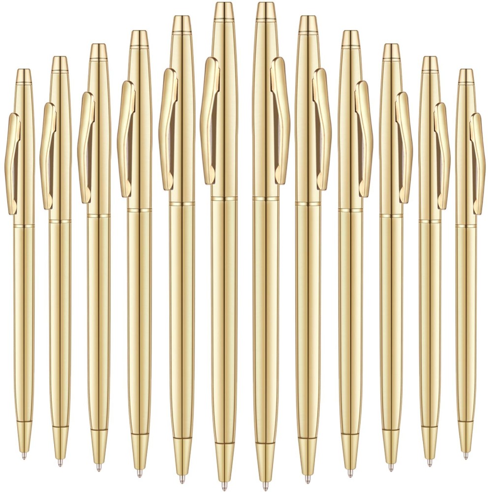 Unibene 18 Pack Slim Gold Ballpoint Pens Black Ink 2 Mm Black Ink Nice Gift For Business Office Students Teachers Wedding Chr