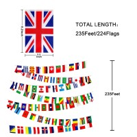 Consummate 224 Countries International World String Flags Banner Set Small Mini National Bunting Flags All Countries Flags For O