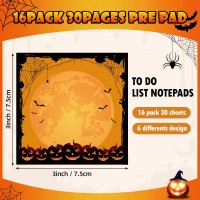 16 Pieces Halloween Sticky Note Halloween Note Pads With Spider Pumpkin Bat 480 Pieces Of Self Adhesive Removable Memo Pads 30