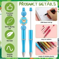 Ctosree 36 Sets Beadable Pens Diy Cute Animal Silicone Beads Beadable Pen Bead Ballpoint Pen Black Ink Bulk School Gift Pen For