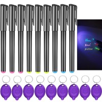 Daemson Invisible Ink Pen Spy Pen With 9 Pcs Mini Uv Led Keychain Flashlight Disappearing Ink Magic Pen With Black Light Marke