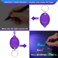 Daemson Invisible Ink Pen Spy Pen With 9 Pcs Mini Uv Led Keychain Flashlight Disappearing Ink Magic Pen With Black Light Marke