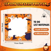 16 Pieces Halloween Sticky Note Selfadhesive Halloween Note Pads With Spider Pumpkin Bat Eyeball Halloween Memo Notes For Hallo