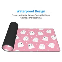 Pink Cute Ghost Mouse Pad Xl 315 X 118 Inch Halloween Kawaii Spooky Funny Design Gaming Mousepad Extended Large Laptop Keyboar