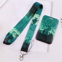 Juanooo Horror Halloween Lanyard Id Holder Green Id Lanyard With Badge Holder Cool Keychain For Women Men Teens Kids For Id Badg