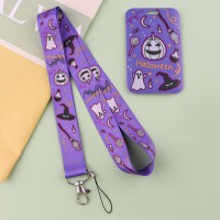 Bkbkaak Purple Halloween Lanyard With Id Holder Cute Girls Kids Lanyard For Id Badges Aesthetic Neck Lanyard For Keys Holiday Gi