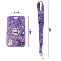 Bkbkaak Purple Halloween Lanyard With Id Holder Cute Girls Kids Lanyard For Id Badges Aesthetic Neck Lanyard For Keys Holiday Gi