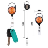 Bkbkaak Cute Halloween Lanyard With Badge Holder And Retractable Reel Clip Orange Funny Lanyards Id Name Card Holder For Keys Gi