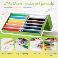 S E Teachers Edition Colored Pencils 240Pcs Coloring Pencils Set For Adults Kids Drawing Pencils For Sketch Woodcase Lead Pe