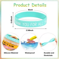 Junebrushs 64Pcs Motivational Silicone Bracelets Bulk Colored Inspirational Rubber Wristbands Unisex For Student Teacher Office Prizes Gifts Back To School Party Favor Supplies (16 Designs)