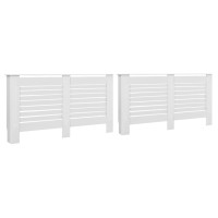 vidaXL 2Piece Set of Radiator Covers in White Modern Slatted Design Durable MDF Easy Assembly Extra Shelf Space for Displa